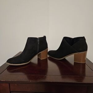 Style & Co. FELAAF Swede Black Ankle Booties with Tan Heel - Size 8M